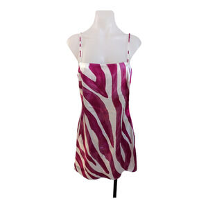 The East Order Size Small Rhea Mini Slip Dress Pink White Zebra Stripe Hourglass
